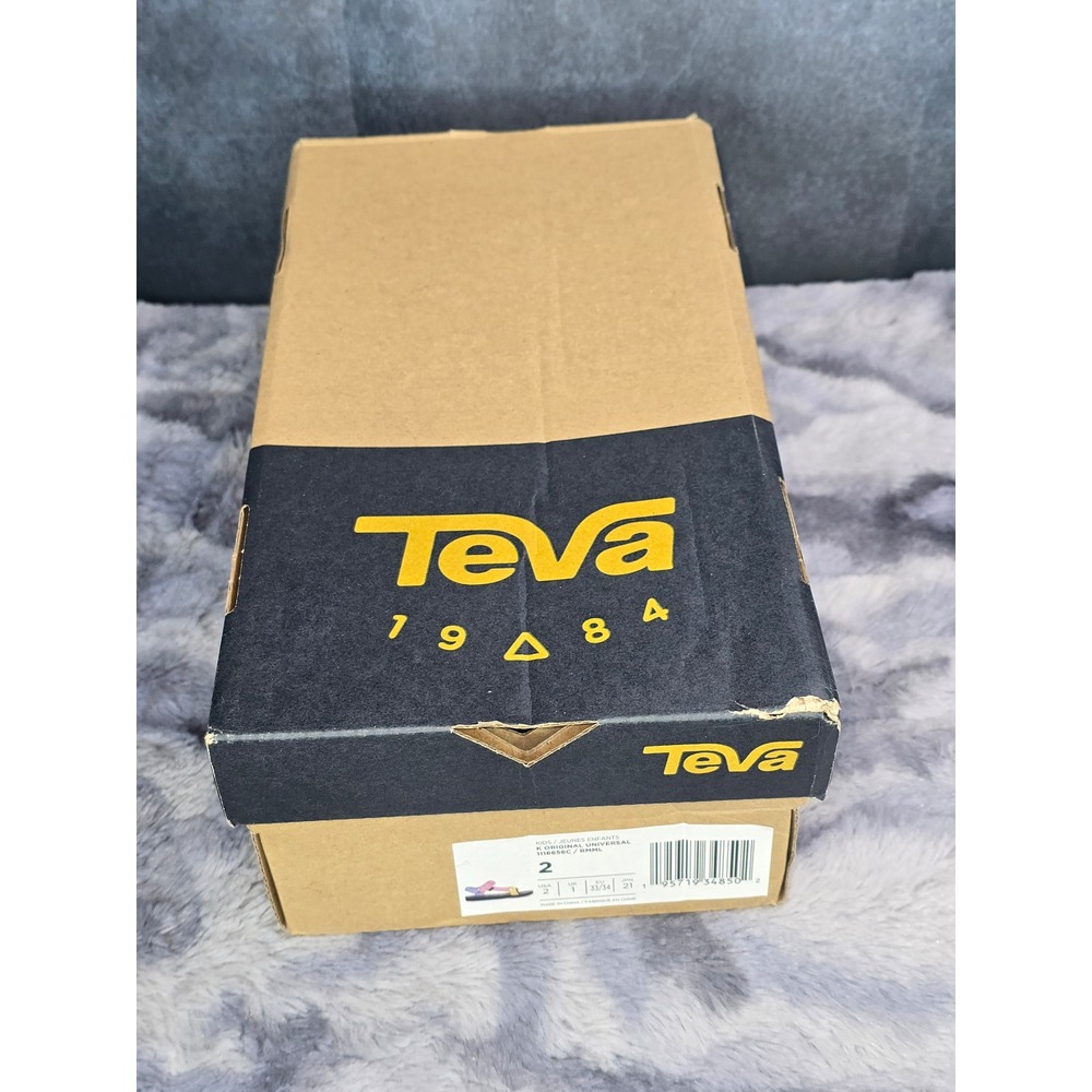 NWB Teva Original Universal Sandals Multi Colorblock Hook and Loop Kids Size 2 - Picture 8 of 8